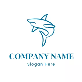 魚Logo Blue and White Shark logo design