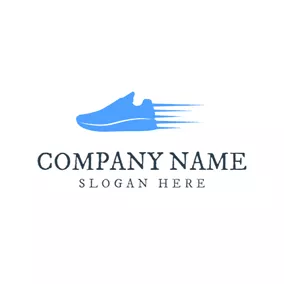 Logotipo De Correr Blue and White Shoe logo design