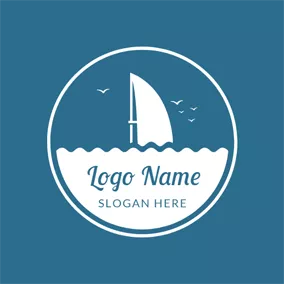 Logótipo De Navio Blue and White Steamship logo design