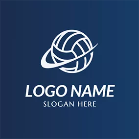 バレーボールロゴ Blue and White Volleyball Icon logo design