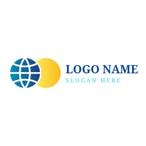Global Logo Blue and Yellow Earth logo design
