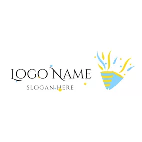 Cone Logo Blue and Yellow Fireworks Tube logo design