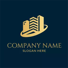 Business Logo Blue and Yellow Mansion logo design