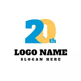 Holiday & Special Occasion Logo Blue and Yellow Number Twenty logo design