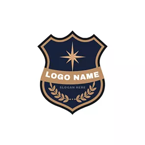 警察のロゴ Blue and Yellow Police Badge logo design