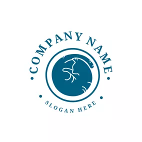 Animated Logo Blue Badge and Cat logo design