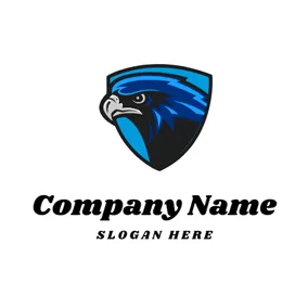 ハヤブサロゴ Blue Badge and Eagle Head logo design