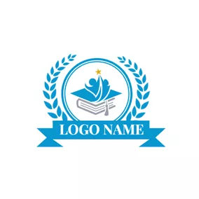 卒業ロゴ Blue Badge and Gray Book logo design