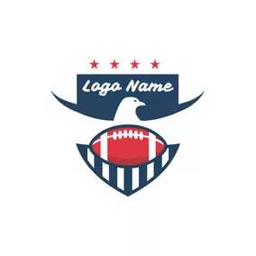 獵鷹logo Blue Badge and Red Football logo design