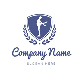 スケートボードロゴ Blue Badge and Skater logo design