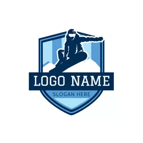 Social Media Profile Logo Blue Badge and Skier logo design