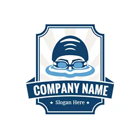Logotipo De Competición Blue Badge and Swimming logo design