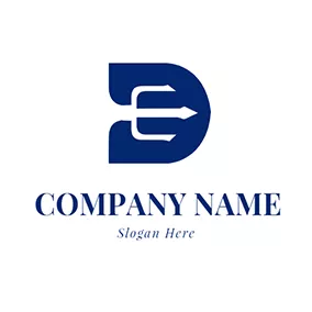 三叉戟logo Blue Badge and White Trident logo design