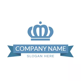 Empire Logo Blue Banner and Crown logo design