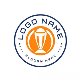 Champion Logo Blue Banner and Orange Cricket logo design