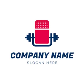 杠鈴 Logo Blue Barbell Square and Podcast logo design