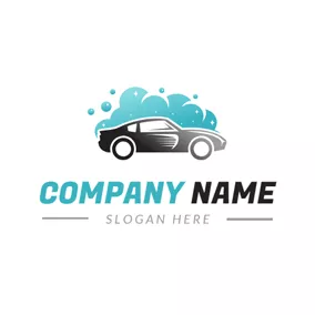 Cleaner Logo Blue Bubble and Car logo design
