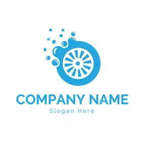 气泡 Logo Blue Bubble and Vehicle Wheel logo design