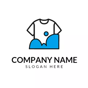 クリーナーのロゴ Blue Bubble and White T Shirt logo design