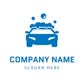 Bubbly Logo Blue Bubble Car Wash logo design