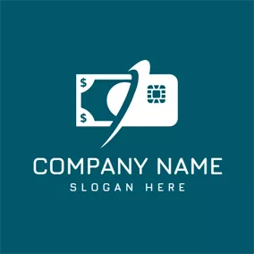 Currency Logo Blue Card and White Dollar logo design