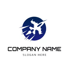 偵查logo Blue Circle and Combat Aircraft logo design