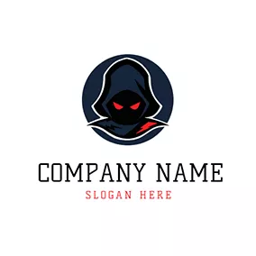 Zombie Logo Blue Circle and Mysterious Assassin logo design