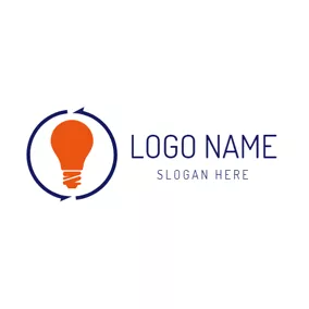 Lamp Logo Blue Circle and Orange Bulb logo design