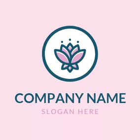 Bloom Logo Blue Circle and Pink Lotus logo design