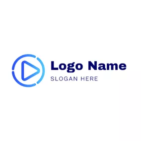 Movie Logo Blue Circle and Play Button logo design