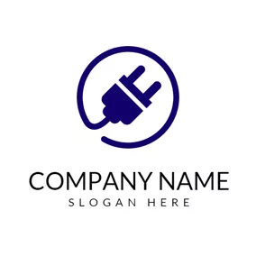 Industrial Logo Blue Circle and Plug logo design