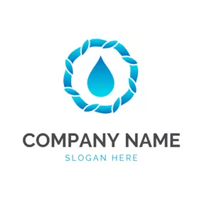 水のロゴ Blue Circle and Water Drop logo design