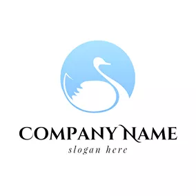 Swan Logo Blue Circle and White Duck logo design