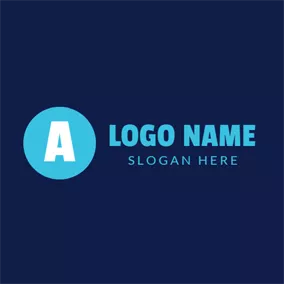 アルファベットロゴ Blue Circle and White Letter A logo design