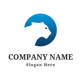 Cougar Logo Blue Circle and White Tiger logo design