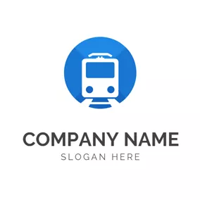 Logótipo De Comboio Blue Circle and White Train logo design