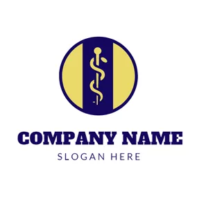 Medical & Pharmaceutical Logo Blue Circle and Yellow Snake Emblem logo design