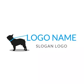 Bulldogge Logo Blue Cord and Black Dog logo design