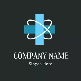 Rectangle Logo Blue Cross and Medicine logo design