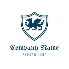 Creature Logo Blue Dragon Badge logo design