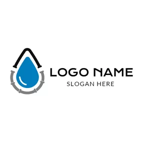 Drip ロゴ Blue Drop and Winding Pipe logo design