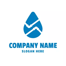 配管ロゴ Blue Drop and Winding White Pipe logo design