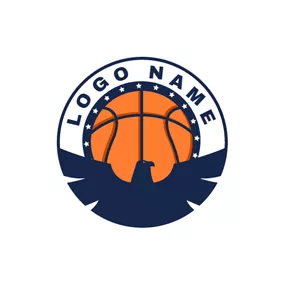 Logotipo De Baloncesto Blue Eagle and Orange Basketball logo design