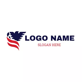 Government Logo Blue Eagle and Red Flag logo design