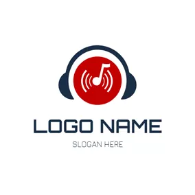 Record Label Logos Blue Earphone and CD logo design
