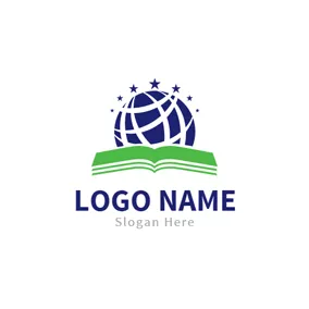 Logótipo De Colégio Blue Earth and Academic Book logo design