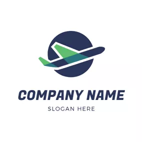 Flight Logo Blue Earth and Airplane logo design