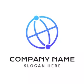 Cyber Logo Blue Earth and Network logo design