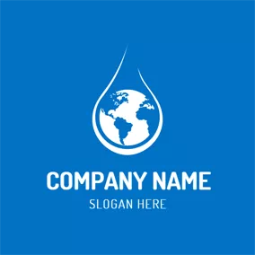 AQUAロゴ Blue Earth and White Water Drop logo design