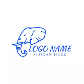 Mammoth Logo Blue Elephant Head Icon logo design